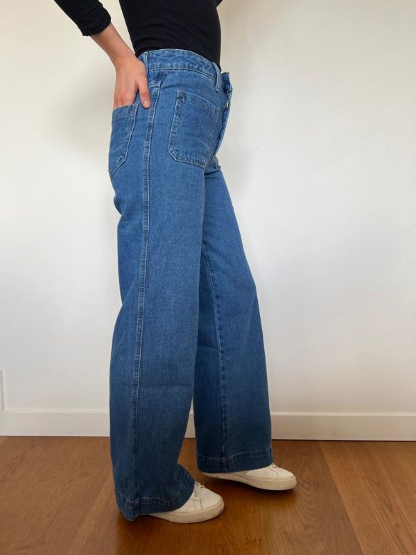 PAPER HEART Flare Denim Jeans - Mid Blue JEANS - Zabecca Living