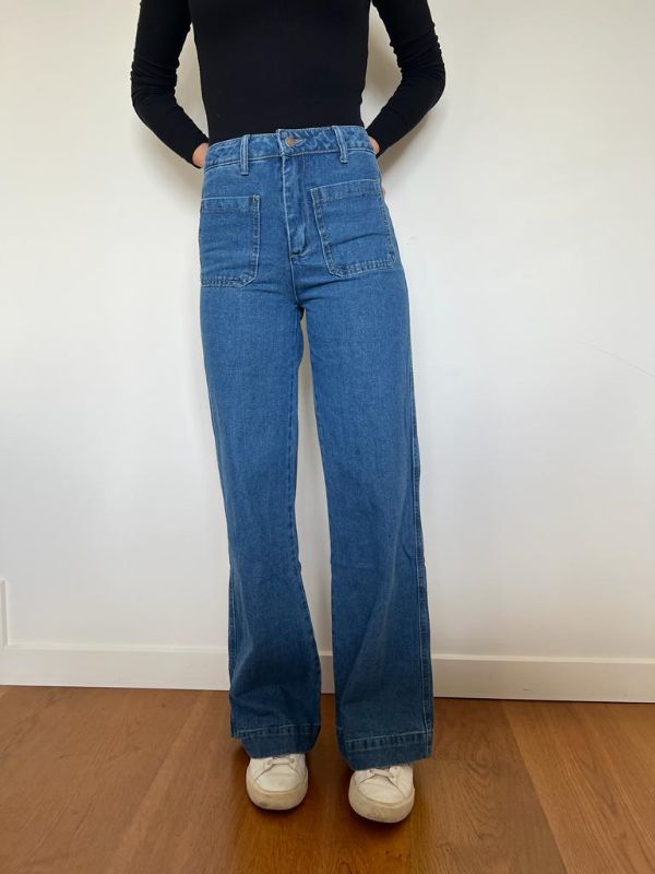 PAPER HEART Flare Denim Jeans - Mid Blue JEANS - Zabecca Living