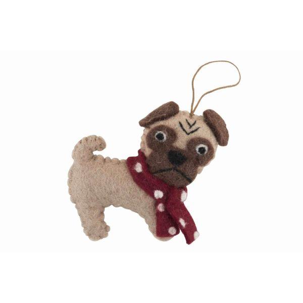 PASHOM Pug With Scarf FESTIVE DECORATIONS - Zabecca Living