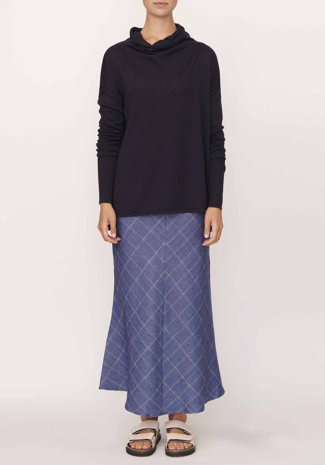 POL Strand Funnel Neck Knit - Ink Jumpers + Knitwear - Zabecca Living