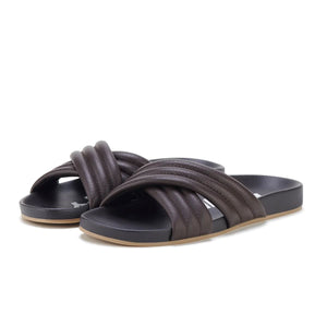 ROLLIE Tide Cross Padded Slides - Chocolate FOOTWEAR - Zabecca Living