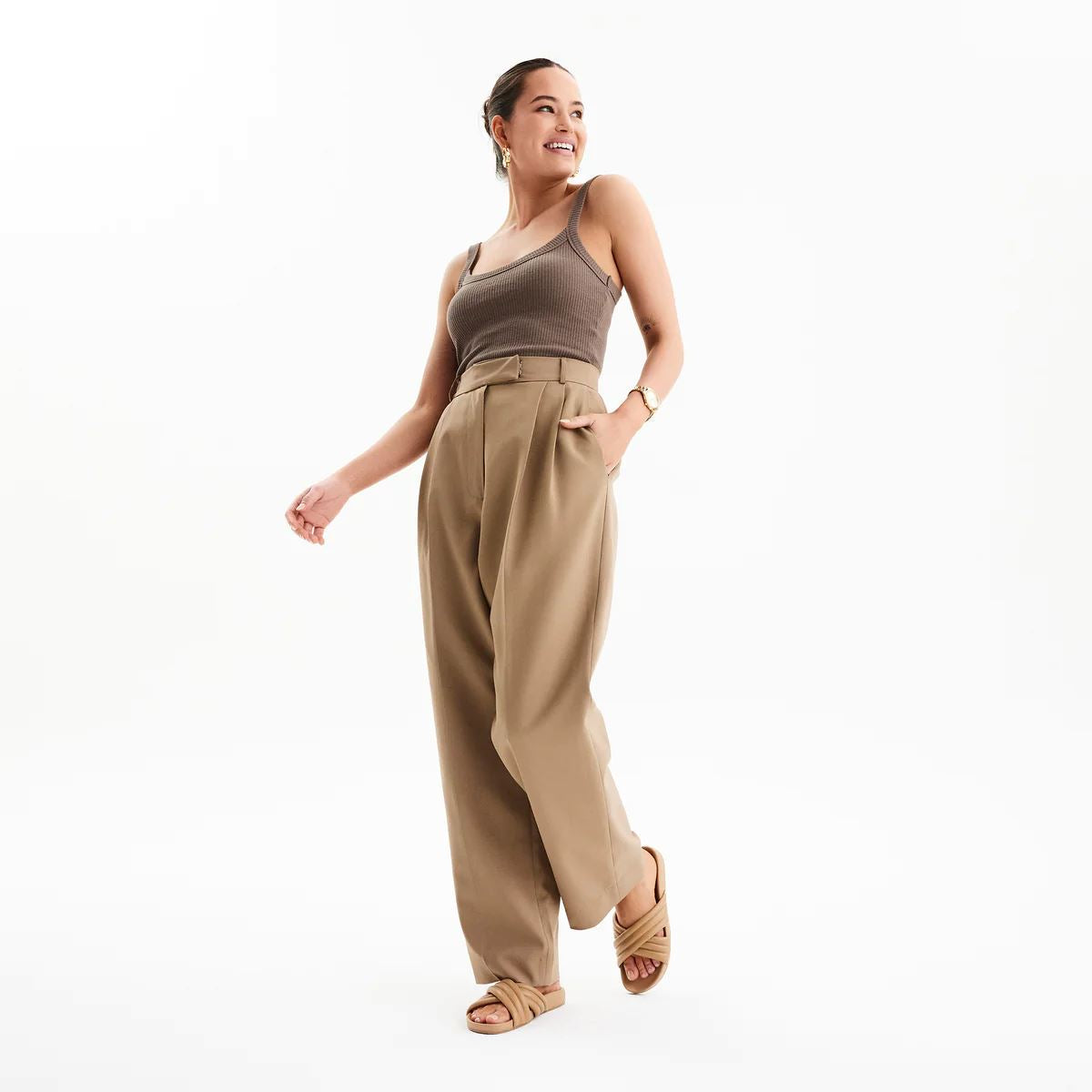 ROLLIE Tide Cross Padded Slides - Latte FOOTWEAR - Zabecca Living