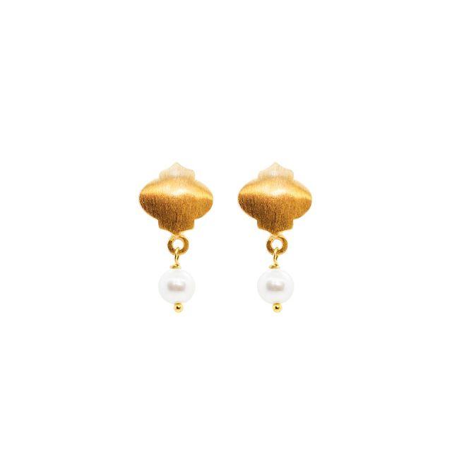 ROYAL HAMAM Mosaic Pearl Earrings - Gold Earrings - Zabecca Living