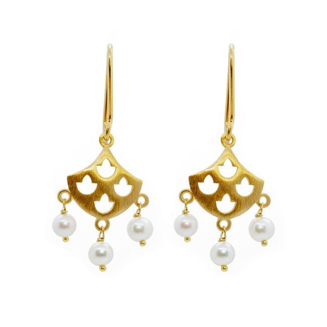 ROYAL HAMAM Tulip Pearl Earrings - Gold Earrings - Zabecca Living