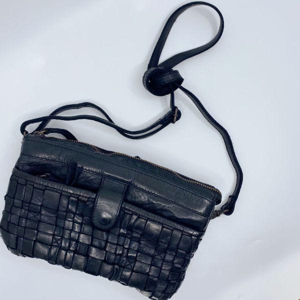 RUGGED HIDE Sadie Woven Handbag - Black Handbag - Zabecca Living