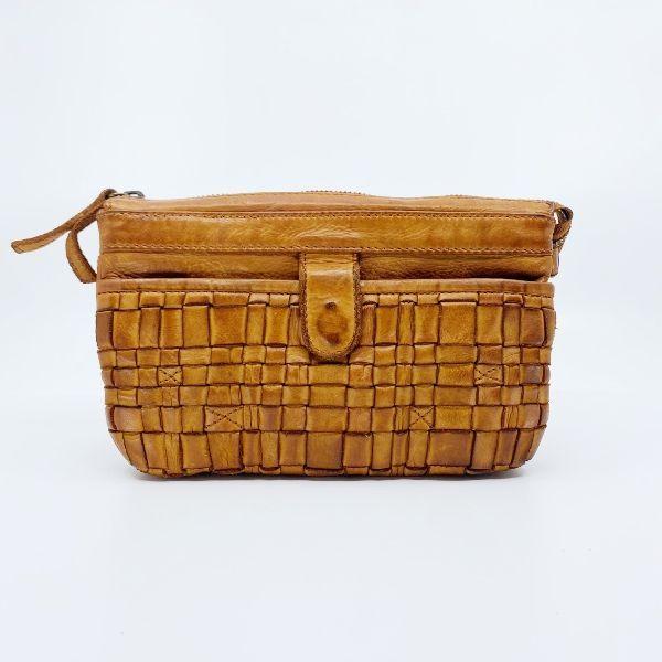 RUGGED HIDE Sadie Woven Handbag - Cognac Handbag - Zabecca Living