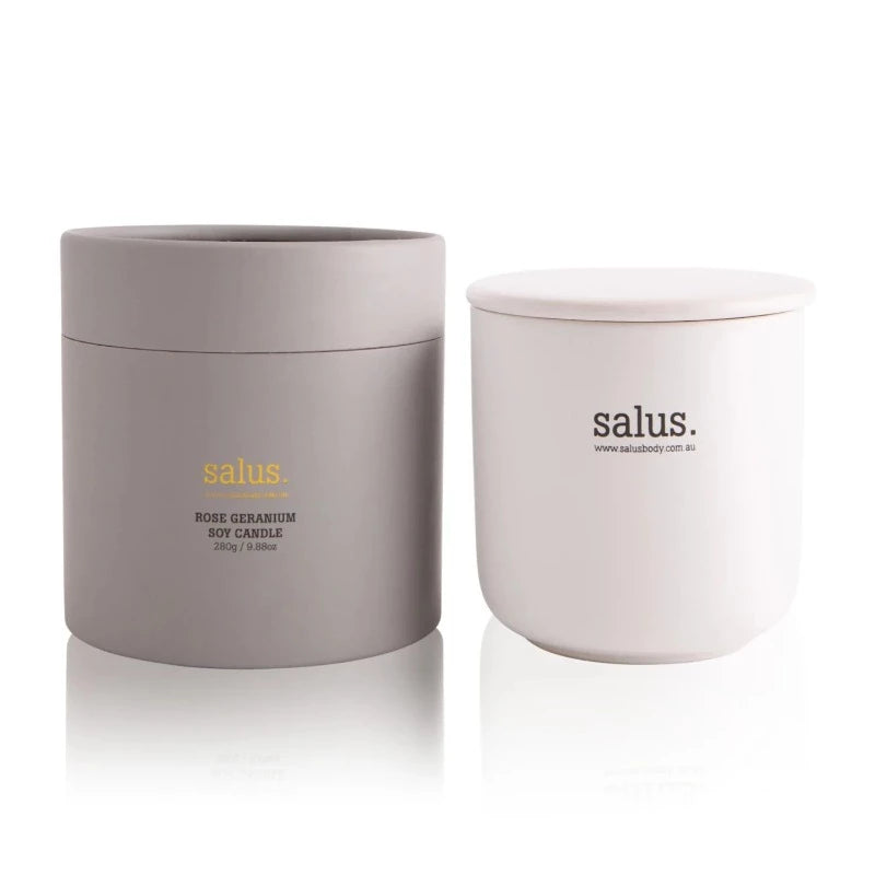 SALUS Soy Porcelain Candle - Rose Geranium CANDLE - Zabecca Living