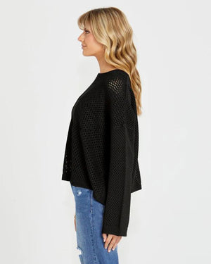 SASS Lily Bell Sleeve Knit Top - Black Jumpers + Knitwear - Zabecca Living