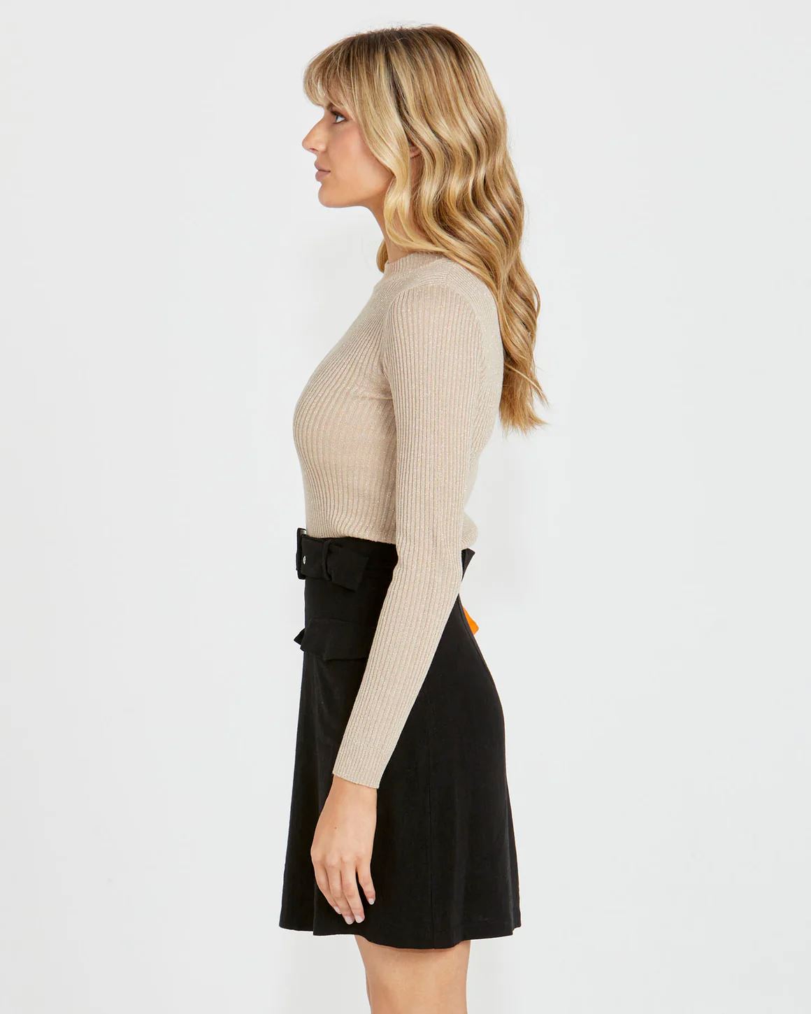 SASS Madeline Lurex Knit Top - Cream Gold Jumpers + Knitwear - Zabecca Living