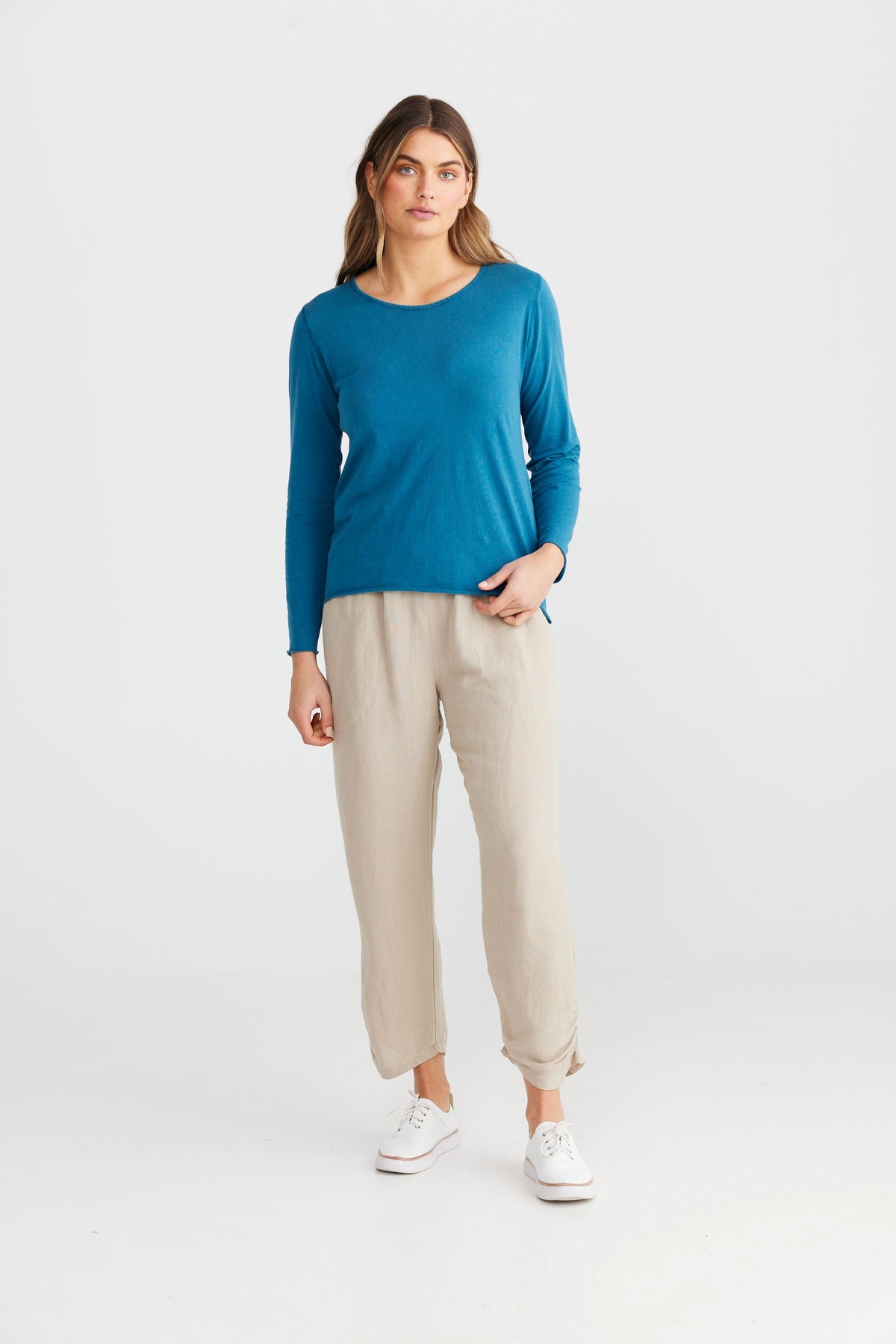 SHANTY Kasai Top - Blue Steel Wash Long Sleeve Tee - Zabecca Living