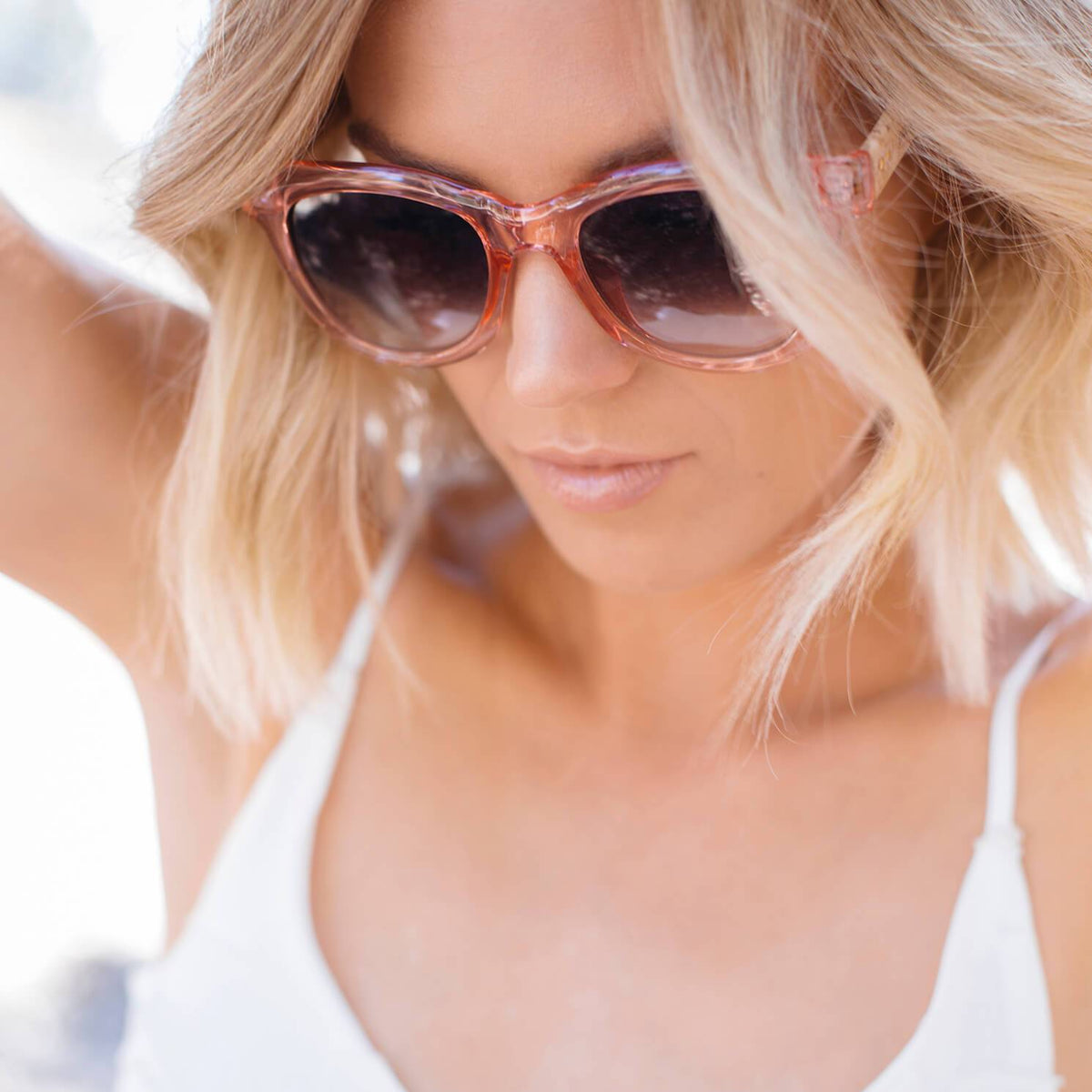 STICKS & SPARROW Amber - Crystal Blush Sunglasses - Zabecca Living