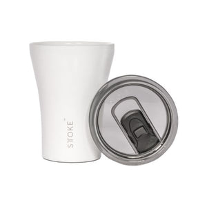 STTOKE Reusable Coffee Cup 8OZ/227ml COFFEE, TEA & DRINKS ANGEL WHITE - Zabecca Living