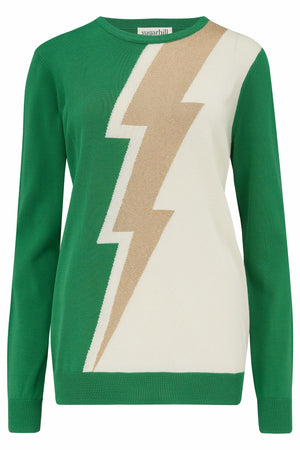 SUGARHILL BRIGHTON Astrid Jumper - Green, Lightning Shimmer Jumpers + Knitwear - Zabecca Living