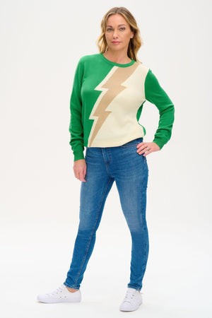 SUGARHILL BRIGHTON Astrid Jumper - Green, Lightning Shimmer Jumpers + Knitwear - Zabecca Living