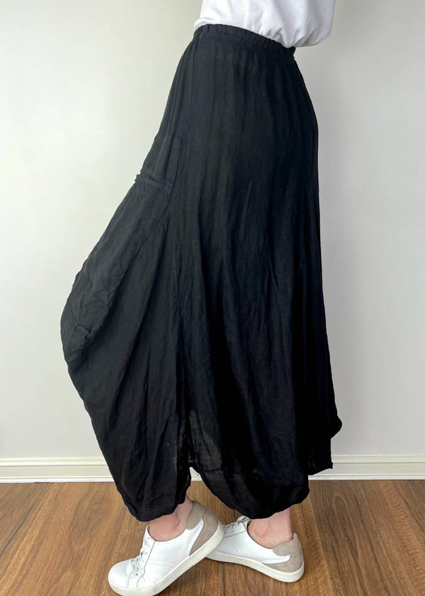 TALIA BENSON | Italian Linen Skirt - Black | Zabecca Living