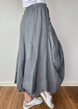 TALIA BENSON Italian Linen Skirt - Charcoal SKIRT - Zabecca Living