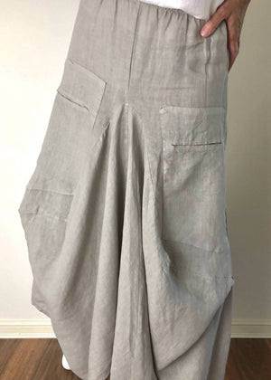TALIA BENSON Italian Linen Skirt - Natural SKIRT - Zabecca Living