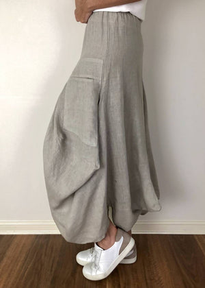 TALIA BENSON Italian Linen Skirt - Natural SKIRT - Zabecca Living
