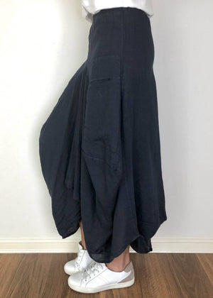 TALIA BENSON Italian Linen Skirt - Navy Skirt - Zabecca Living