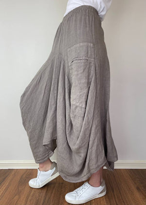 TALIA BENSON Italian Linen Skirt - Taupe SKIRT - Zabecca Living
