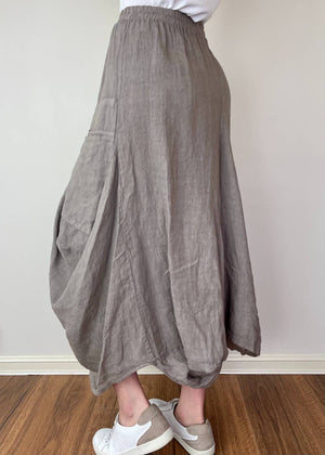 TALIA BENSON Italian Linen Skirt - Taupe SKIRT - Zabecca Living
