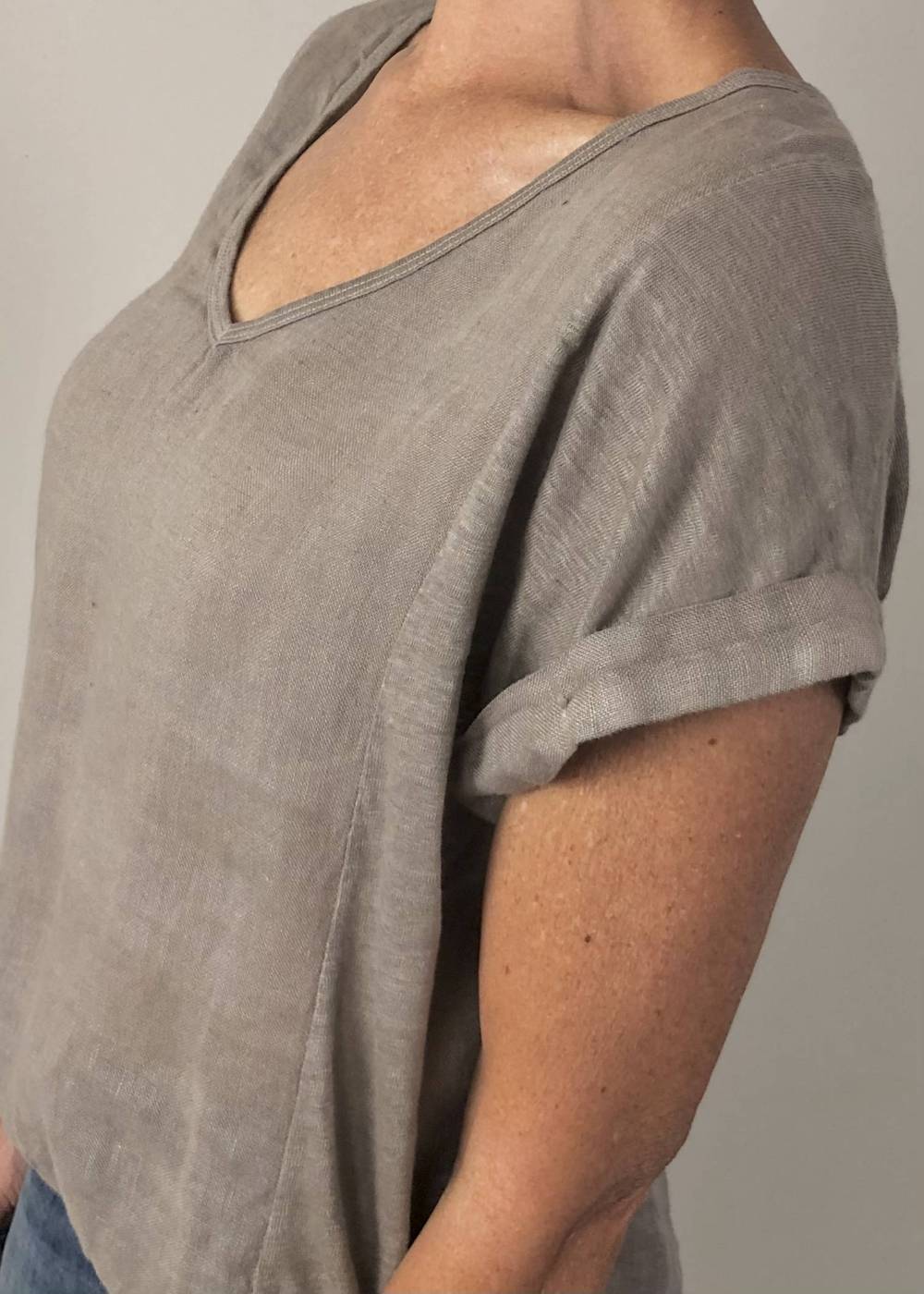 TALIA BENSON Italian Linen T-Shirt With Band One Size - Natural Tees - Zabecca Living