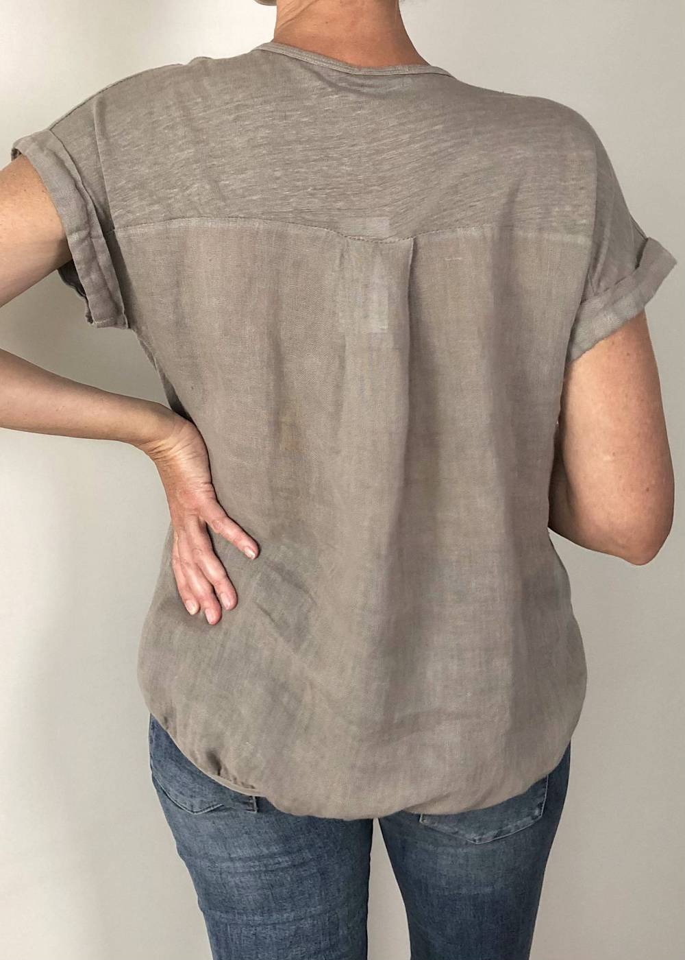 TALIA BENSON Italian Linen T-Shirt With Band One Size - Natural Tees - Zabecca Living