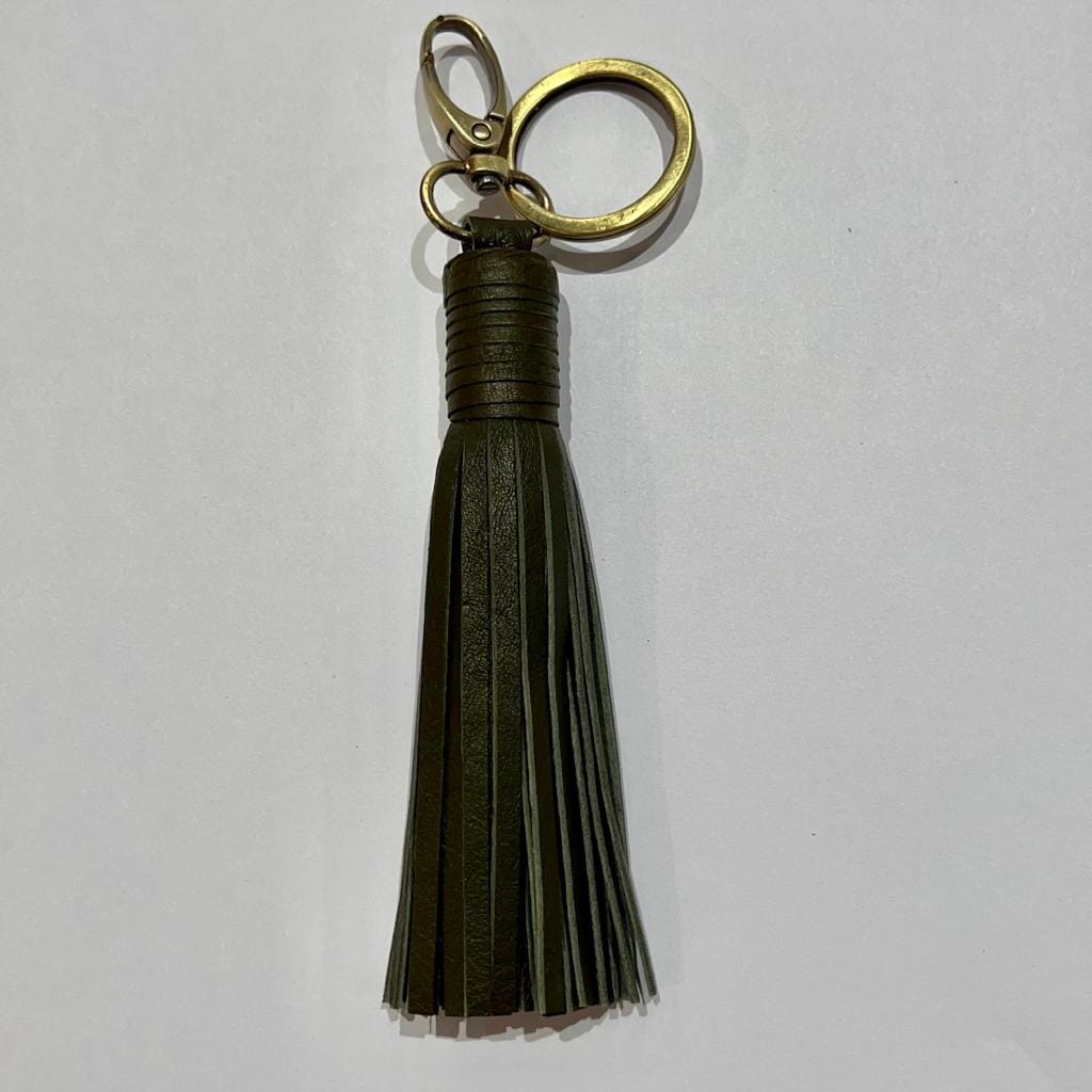 Cowhide Tassel - Leather Tassels for Handbags - Purse Charm - Keychain -  Gray, Brown and White