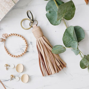 THE SCARF COMPANY Nelly Tassel Keyring - Nude BAG ACCESSORY - Zabecca Living