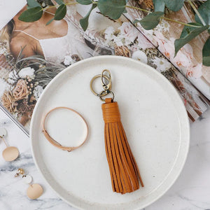 THE SCARF COMPANY Nelly Tassel Keyring - Tan BAG ACCESSORY - Zabecca Living