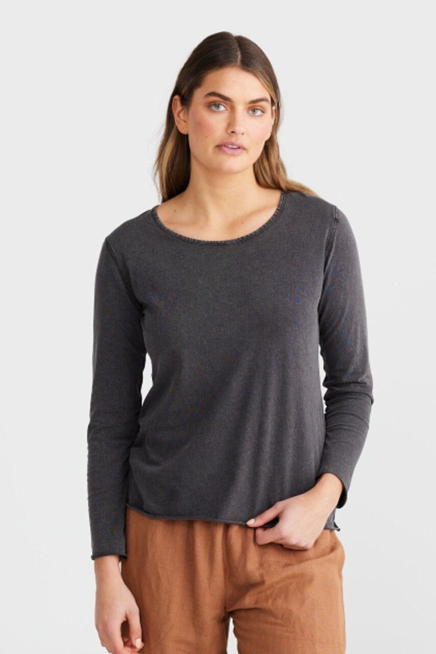 THE SHANTY CORPORATION Kasai Top - Black Wash Long Sleeve Tee - Zabecca Living