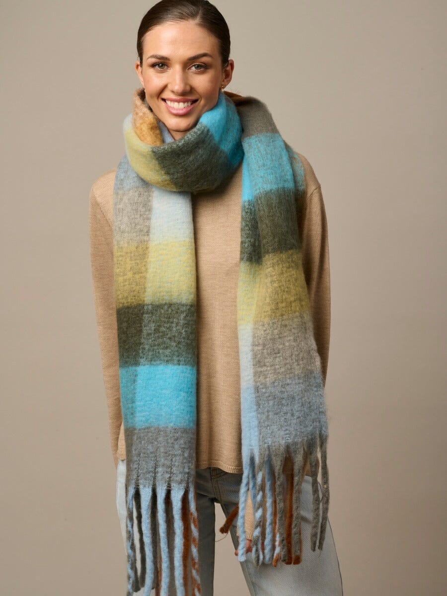 TIGER TREE Checkers Scarf - Sky scarf - Zabecca Living