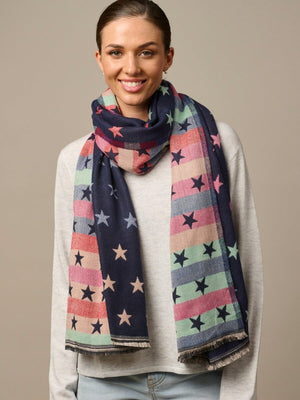 TIGER TREE Star & Check Scarf - Midnight scarf - Zabecca Living