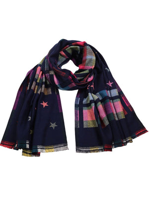 TIGER TREE Star & Check Scarf - Midnight scarf - Zabecca Living