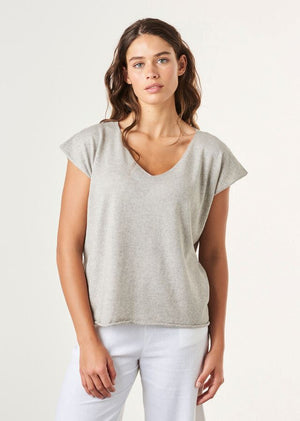 UIMI Tully Cashmere and Cotton Tee - Dove Tee - Zabecca Living