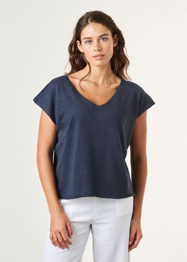 UIMI Tully Egyptian Cotton Tee - Indigo Tee - Zabecca Living