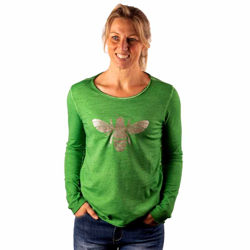 URBAN LUXURY Bee Glitter Tee - Apple Long Sleeve Tees - Zabecca Living