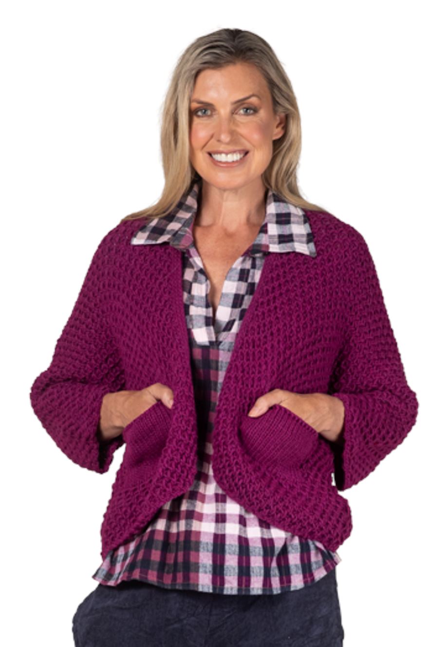 URBAN LUXURY Chunky Cardigan One Size - Berries Jumpers + Knitwear - Zabecca Living