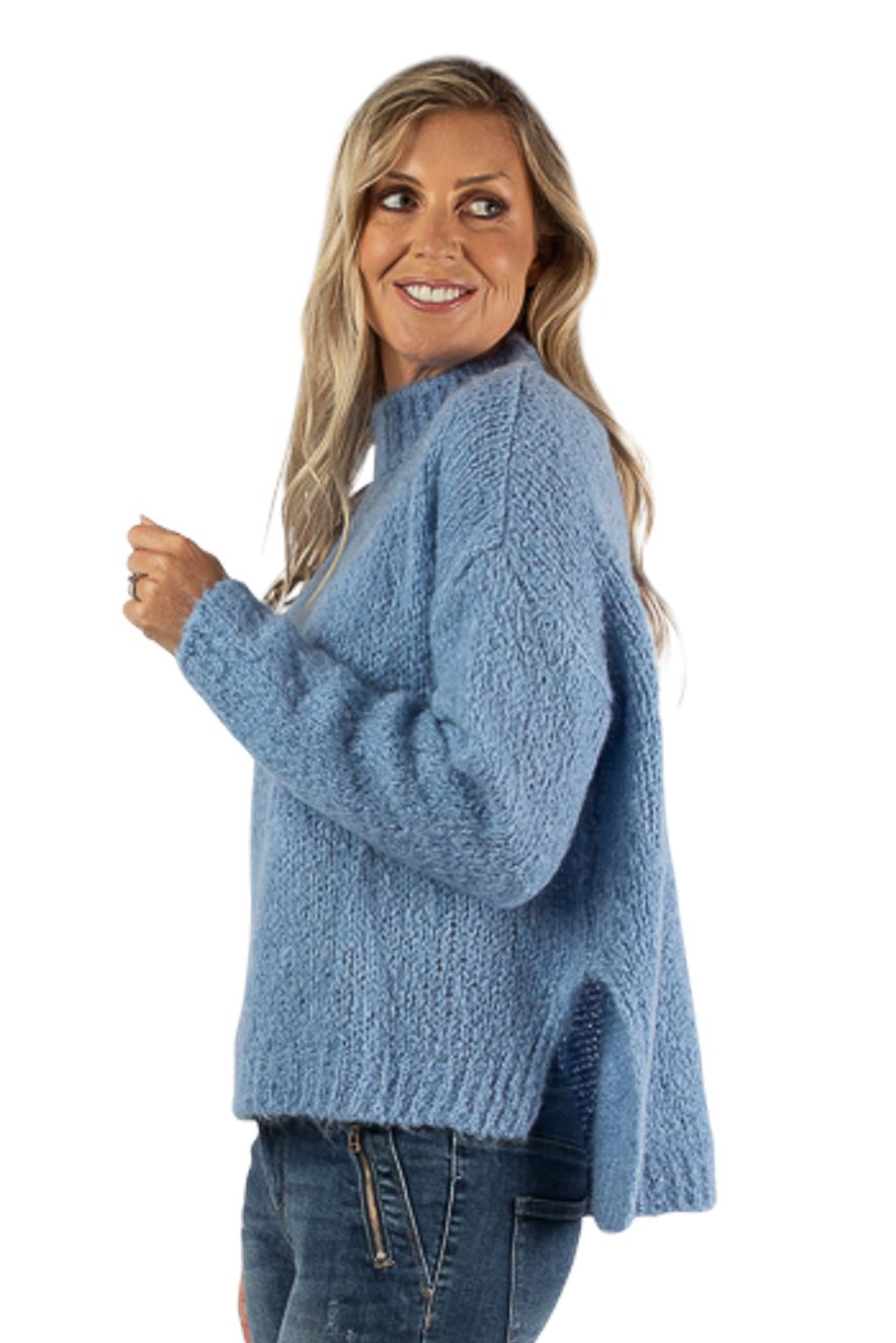 URBAN LUXURY Chunky Jumper -Baby Blue Jumpers + Knitwear - Zabecca Living