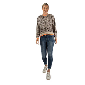 URBAN LUXURY Leo Spotted Top - Beige & Orange SWEATER - Zabecca Living