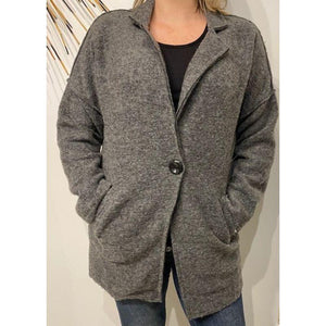 URBAN LUXURY Long Jacket with Buttons - Grey Jackets + Coats - Zabecca Living