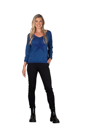 URBAN LUXURY Lurex Top with Star - Cobalt Jumpers + Knitwear - Zabecca Living