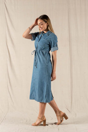 VALERIA LABEL Jayden Denim Shirt Dress Dress - Zabecca Living