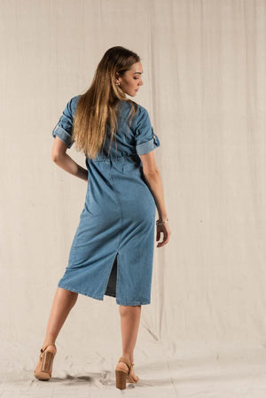 VALERIA LABEL Jayden Denim Shirt Dress Dress - Zabecca Living