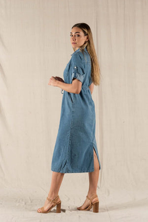 VALERIA LABEL Jayden Denim Shirt Dress Dress - Zabecca Living