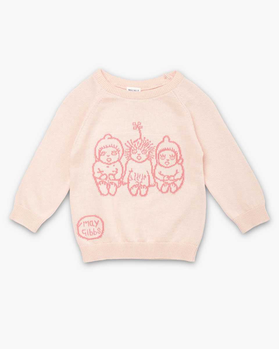 WALNUT May Gibbs Cuddle Knit Jumper - Bush Baby Pink BABY CLOTHING - Zabecca Living