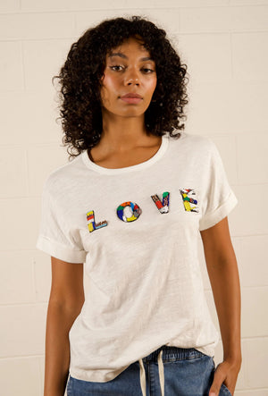 WE ARE THE OTHERS Jade Relaxed Tee - Vintage White Love Tee - Zabecca Living