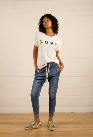 WE ARE THE OTHERS Jade Relaxed Tee - Vintage White Love Tee - Zabecca Living