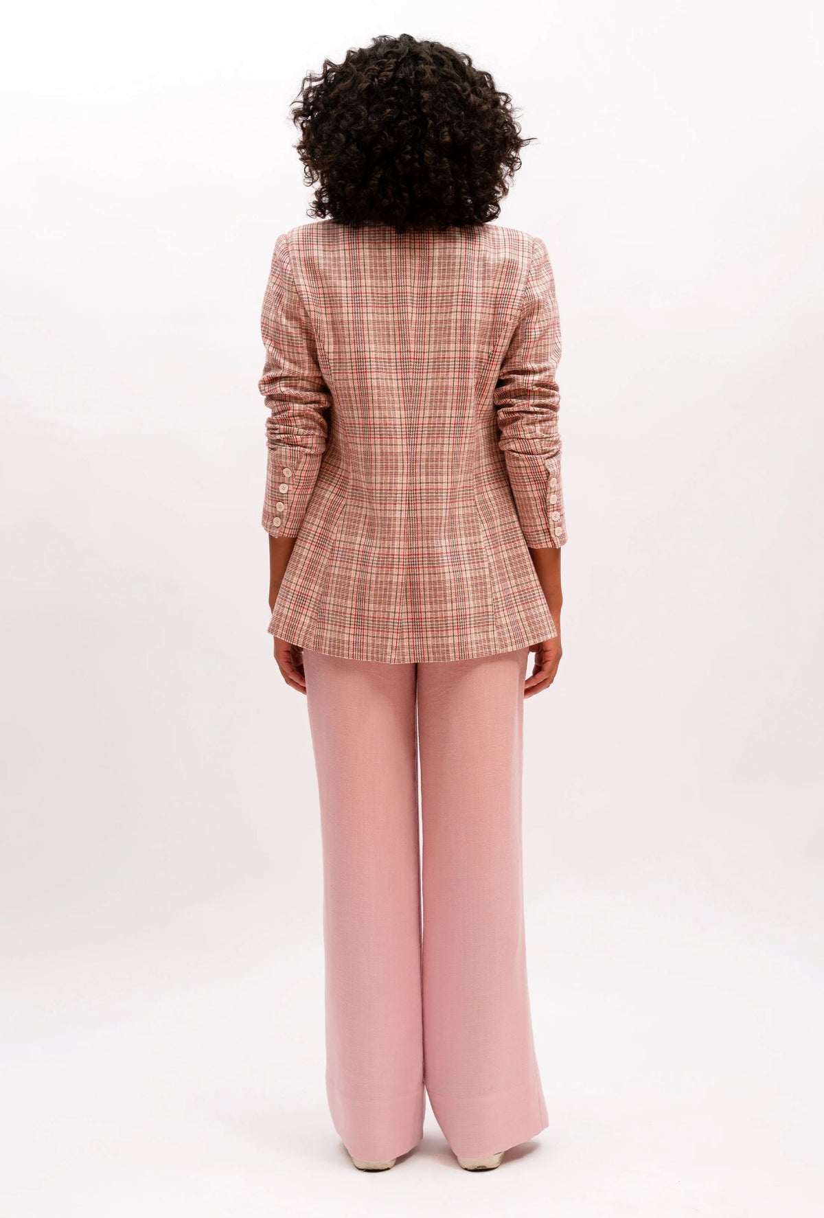 WE ARE THE OTHERS Jules Longline Blazer - Pink Check Jacket - Zabecca Living