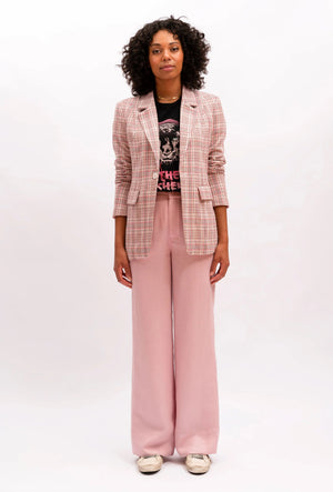 WE ARE THE OTHERS Jules Longline Blazer - Pink Check Jacket - Zabecca Living
